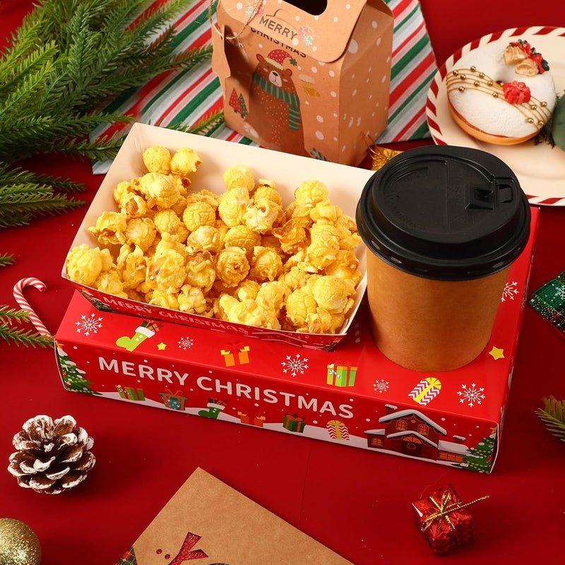 Jansun 36Pcs Christmas Movie Night Snack Trays Candy Popcorn French Fries Snack Trays Christmas Movie Boxes for Snacks Tray Xmas Party Supplies - Image 5